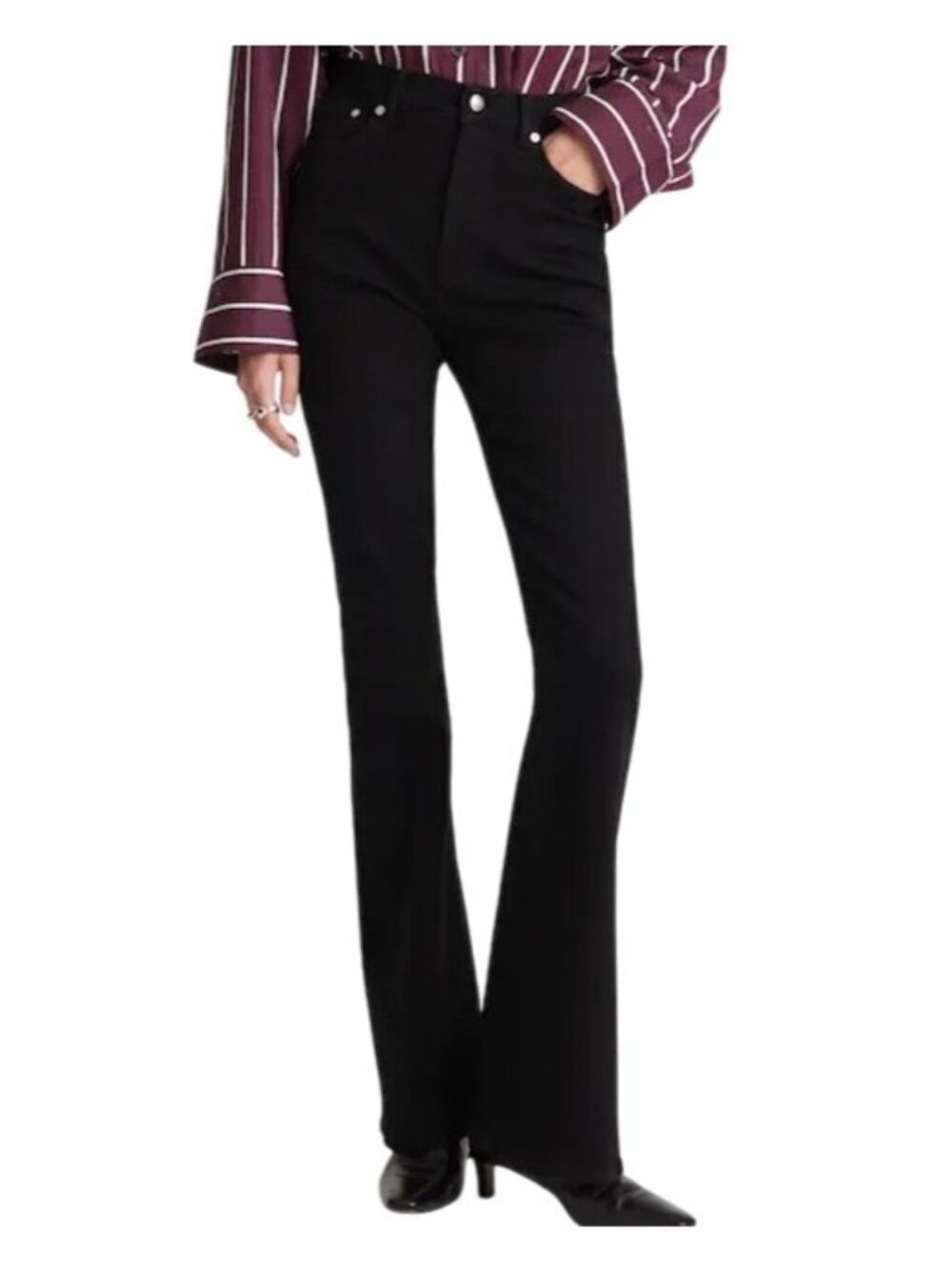 Madewell Womens The Stretch Flare Jean~Size 27~Black Rinse Wash NWT L4 03